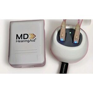MD Hearing VOLT Digital Rechargeable Both R/L Hearing Aid W Case And Charger #08